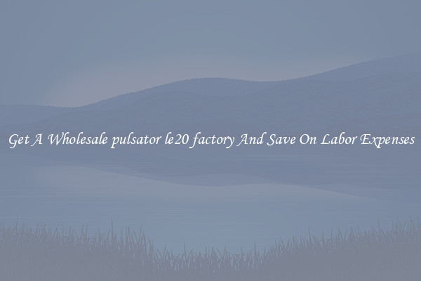 Get A Wholesale pulsator le20 factory And Save On Labor Expenses