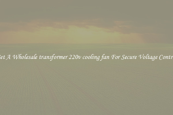 Get A Wholesale transformer 220v cooling fan For Secure Voltage Control