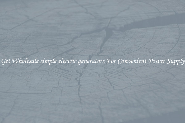 Get Wholesale simple electric generators For Convenient Power Supply