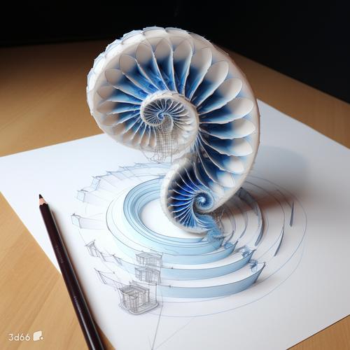 3d立體畫:鉛筆與精美螺旋建筑模型設計靈感圖片素材