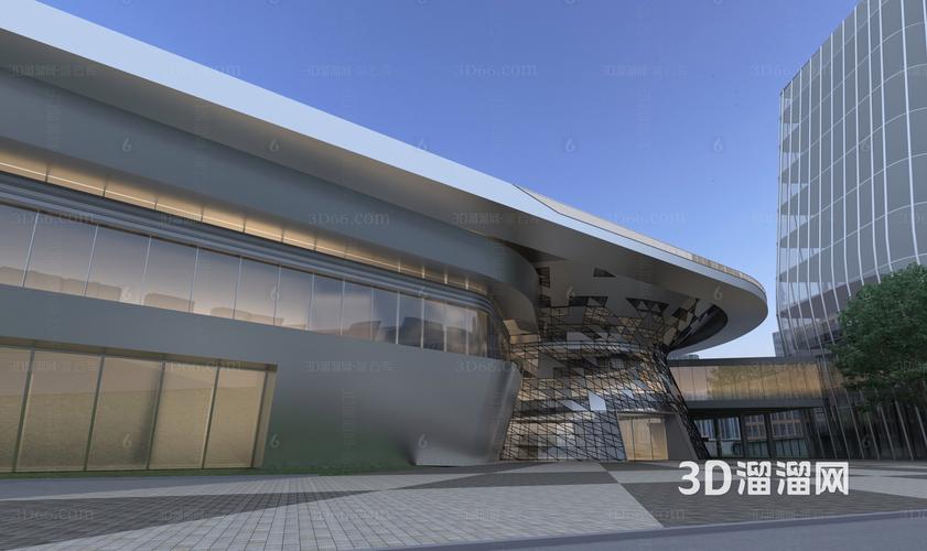 黃昏下的現代衛星生產基地 3D建筑模型設計與未來航天美學