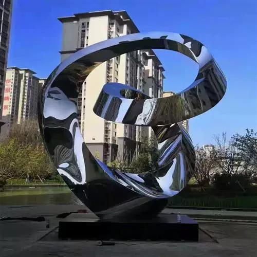 大型不銹鋼鏡面雕塑戶外園林創意金屬擺件校園景觀異形抽象雕塑